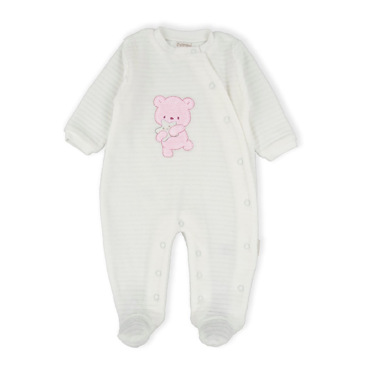 Babybol | Cream Babygrow with Pink Teddy