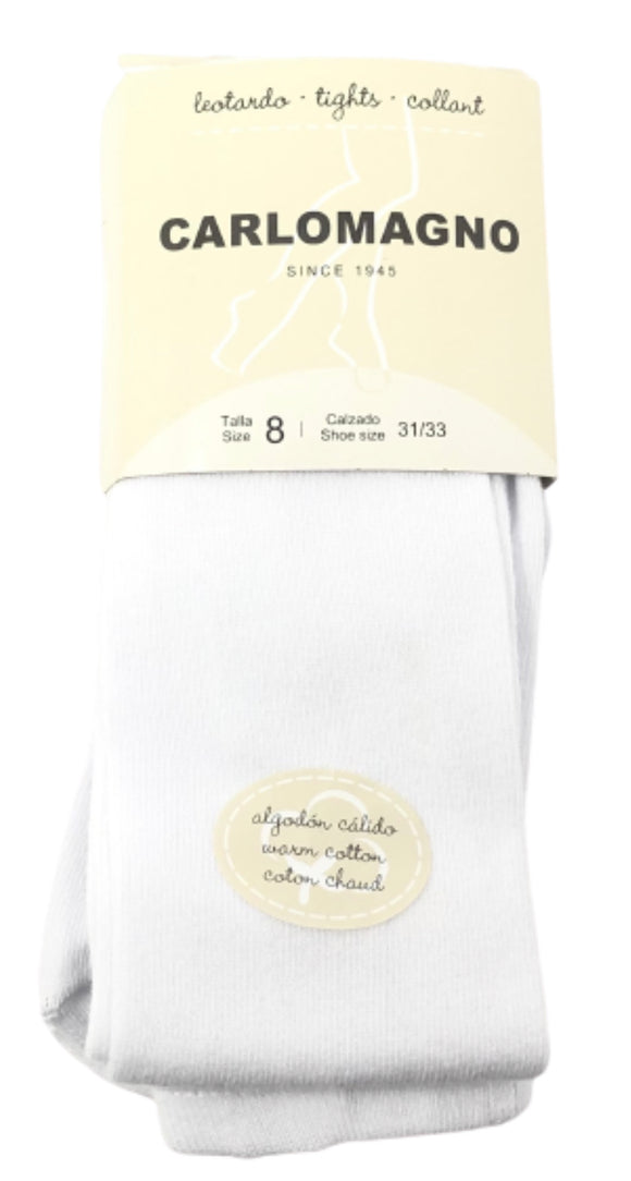 Carlomagno White Plain Knit Tights