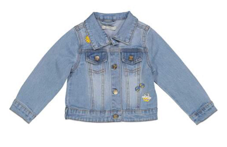 Birba Girl Denim Jacket with Sunshine Badges
