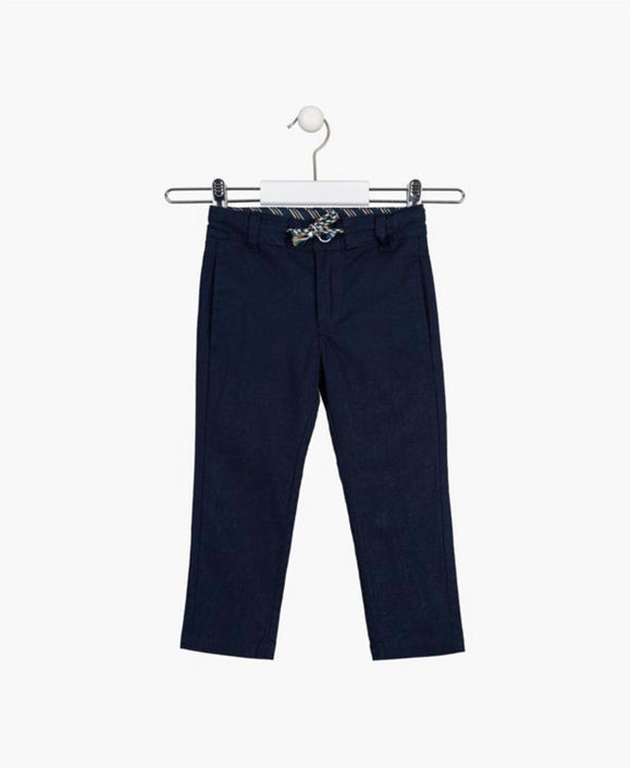 Losan Navy Linen Style Trousers