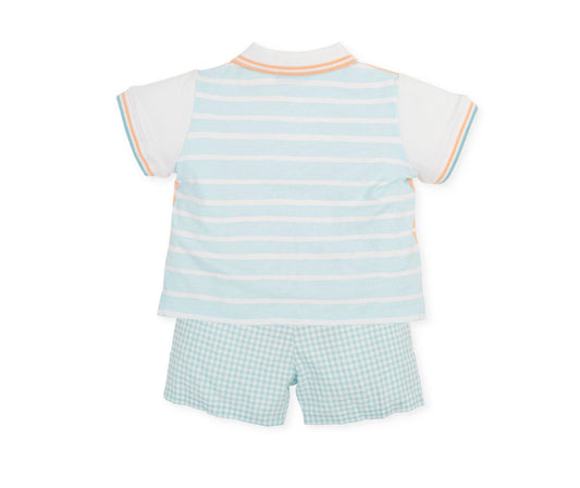 Tutto Piccolo Boys Peach & Green Short Set