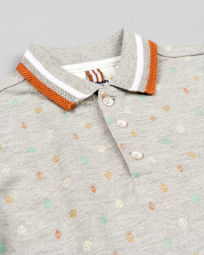 Losan | Grey Melange Polo Top