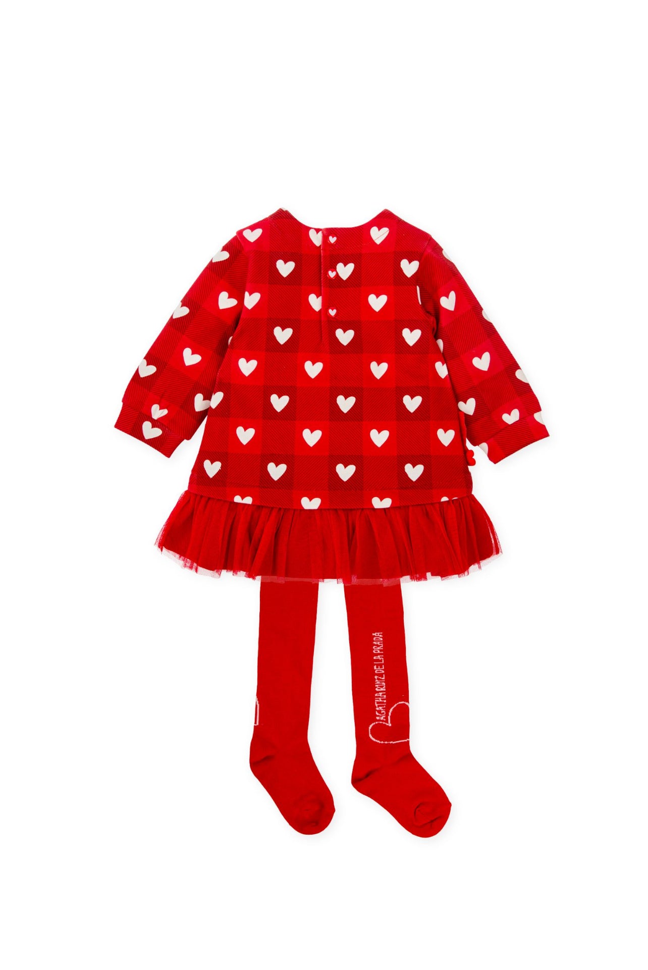Agatha Ruiz De La Prada | Baby Red Dress with Hearts & Tights