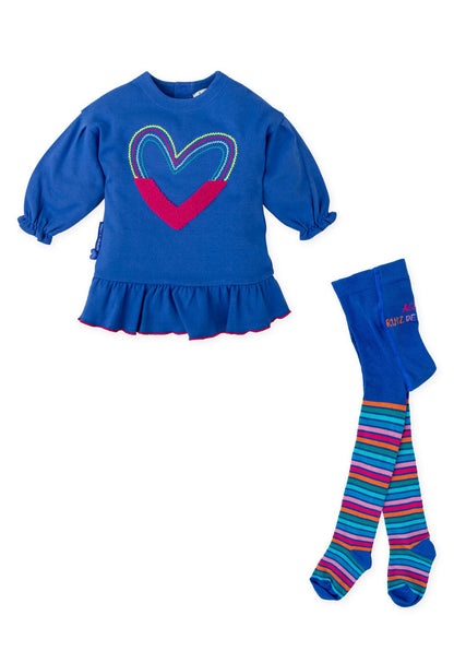 Agatha Ruiz De La Prada | Blue Dress with Striped Tights
