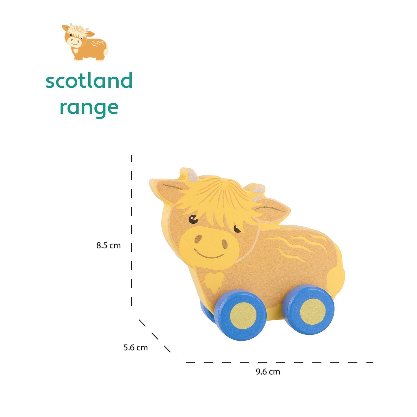 Orange Tree Toys - Highland Cow Wooden First Push Toy