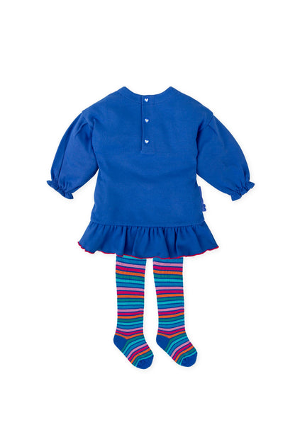 Agatha Ruiz De La Prada | Blue Dress with Striped Tights