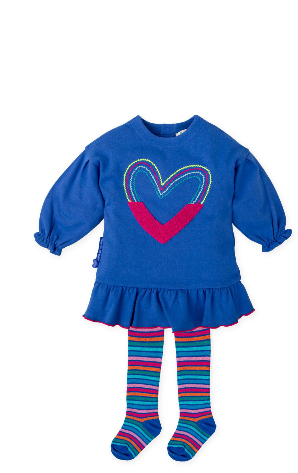 Agatha Ruiz De La Prada | Blue Dress with Striped Tights