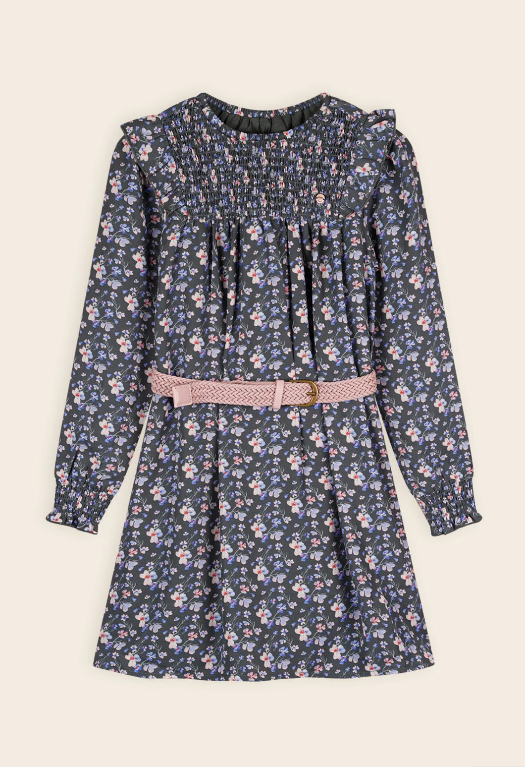 Nono | Moon Printed Floral Dress With Belt AOP Green