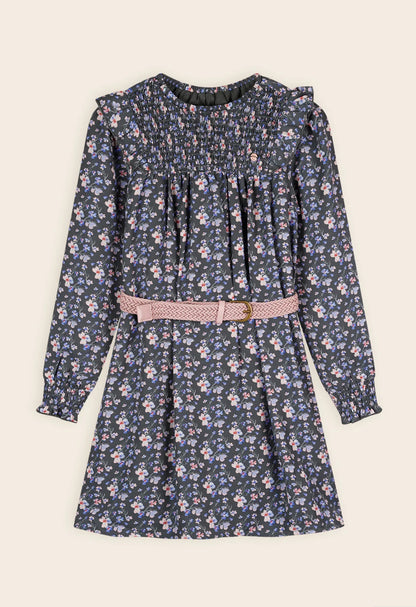 Nono | Moon Printed Floral Dress With Belt AOP Green