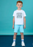 Mitch & Son | White & Blue Shorts Set