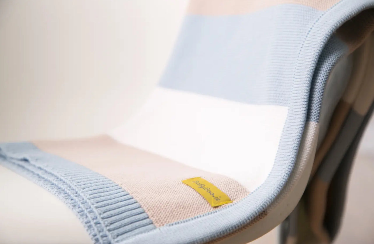 Babyboo | Blue Stripe Organic Blanket