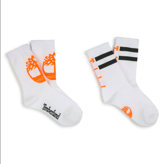 Timberland | Twin Pack Socks (White/Orange)