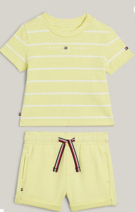 Tommy Hilfiger | Baby Stripe Tee & Short Set Yellow Tulip