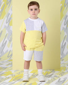 Mitch & Son | Grey & Yellow Block Short Set