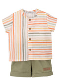 Calamaro | Orange Stripe Shirt & Shorts Set