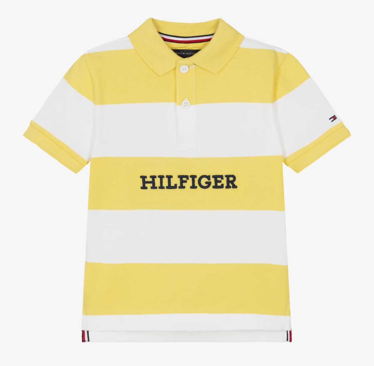 Tommy Hilfiger ColourBlock Polo Shirt White/Yellow Stripe