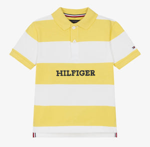 Tommy Hilfiger ColourBlock Polo Shirt White/Yellow Stripe