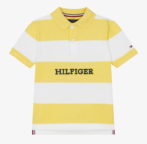 Tommy Hilfiger ColourBlock Polo Shirt White/Yellow Stripe