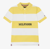 Tommy Hilfiger ColourBlock Polo Shirt White/Yellow Stripe