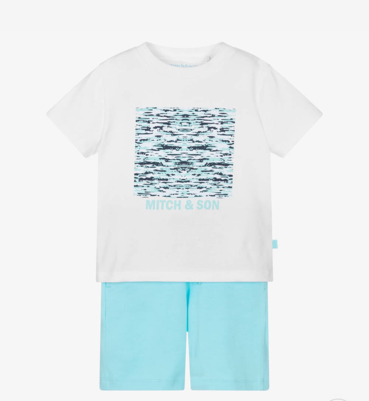 Mitch & Son | White & Blue Shorts Set