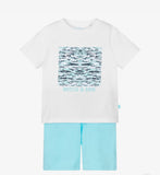 Mitch & Son | White & Blue Shorts Set