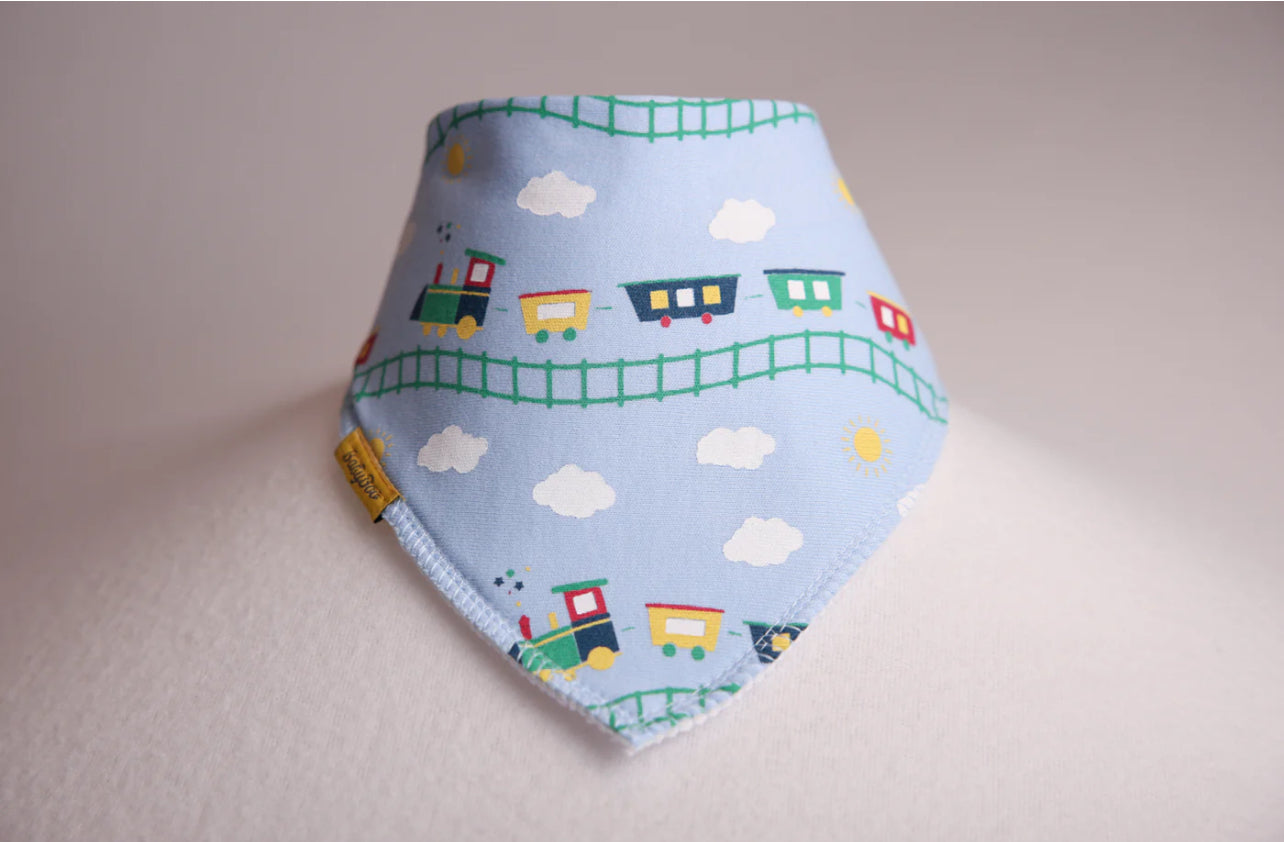 Babyboo | Dribble Bib | Baby Blue Choo Choo