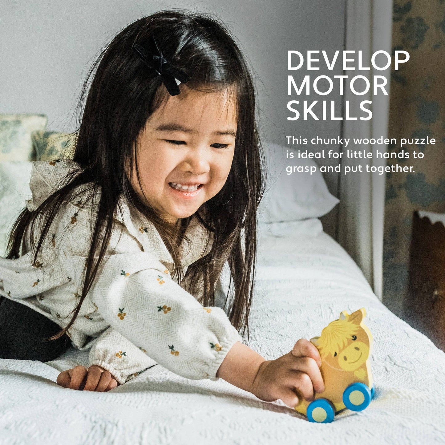 Orange Tree Toys - Highland Cow Wooden First Push Toy