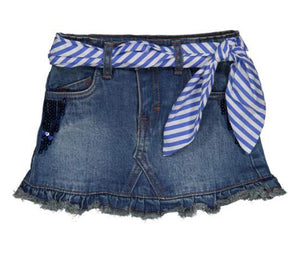 Birba Denim Skirt with Blue & White Belt