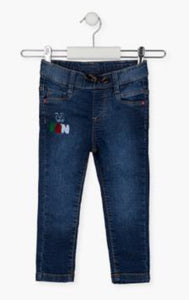 Losan Boy Denim-effect trousers with patches