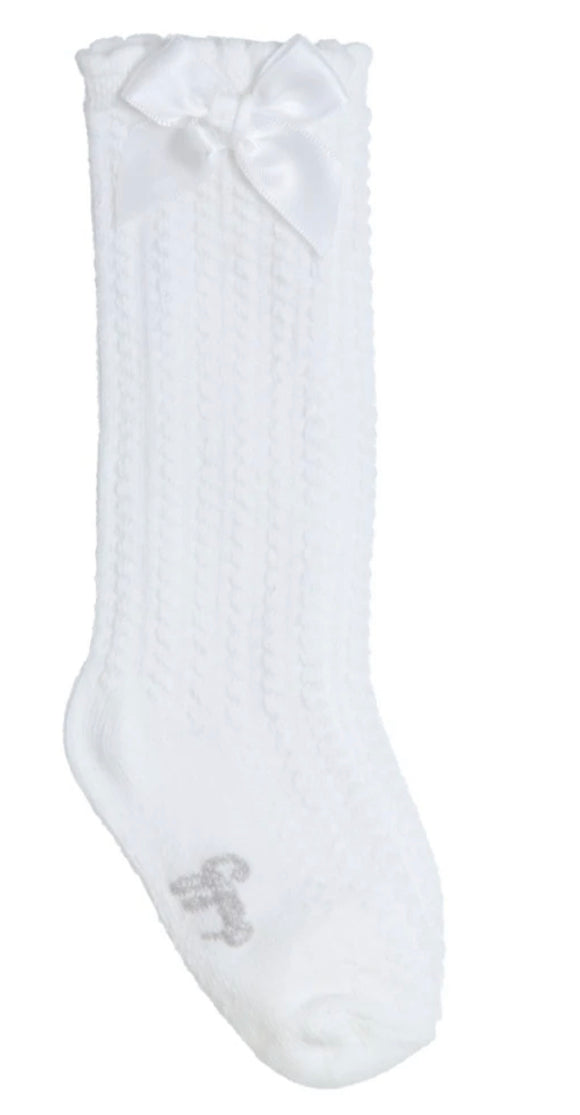 GYMP White Long Sock with Bow