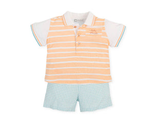 Tutto Piccolo Boys Peach & Green Short Set