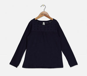 Losan Girls Long Sleeved Top in Navy