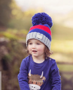 Blade & Rose Red and Blue Striped Bobble Hat