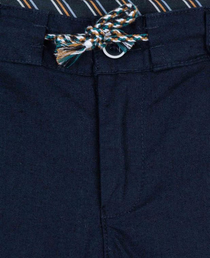 Losan Navy Linen Style Trousers