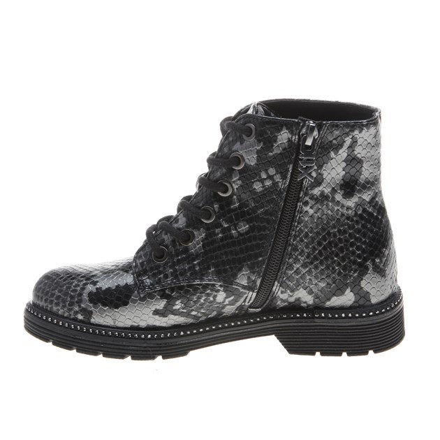 XTI Snakeskin Lace-Up Boot with Diamantés