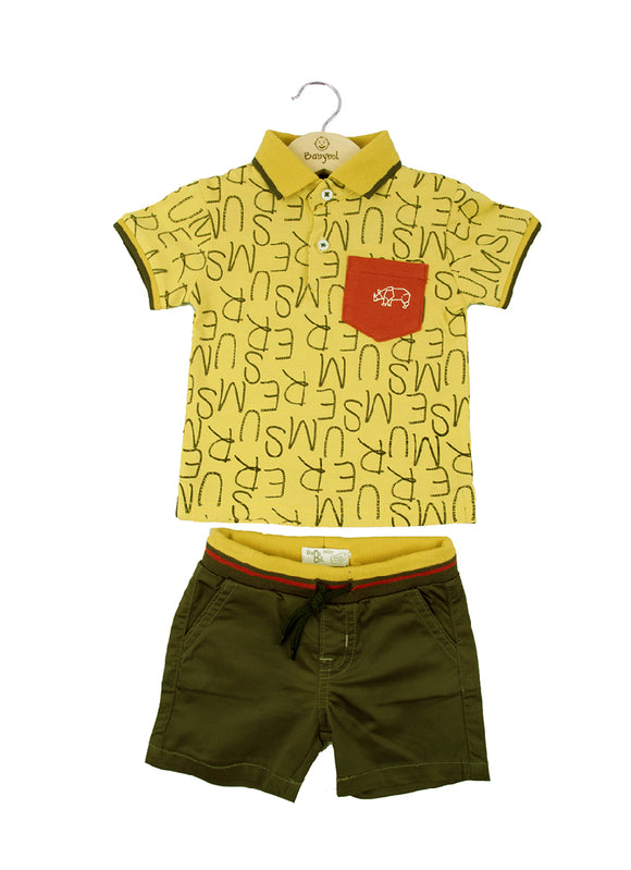 Babybol Mustard Polo Short Set