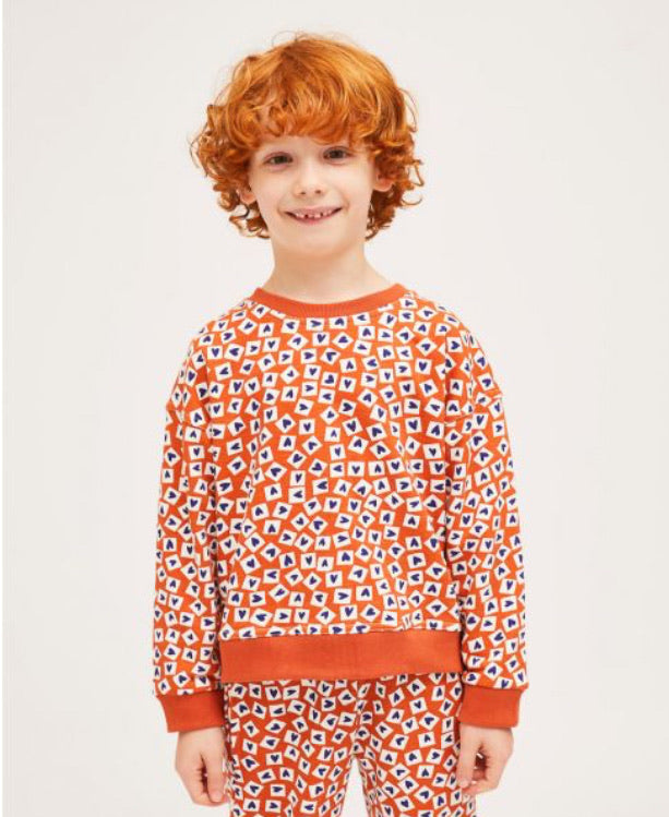Compañia Fantastica Mini | Cotton Ribbed Finish Heart Print Sweater