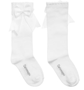 Carlomagno White Knee Length Socks