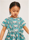 Compañia Fantastica Mini | Dalmatian Print A-line Top with Side Ruffles | Blue