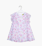 Losan Girl White and Plum Floral Dress