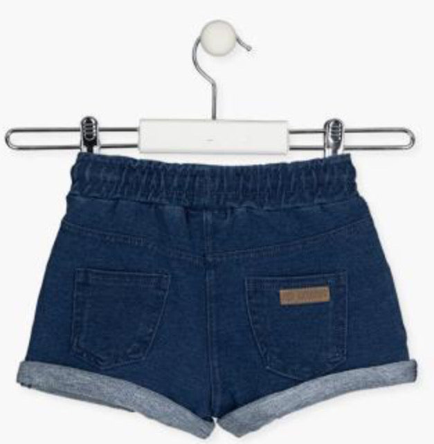 Losan Denim Plush Shorts with Roll-up Hem