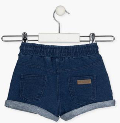 Losan Denim Plush Shorts with Roll-up Hem