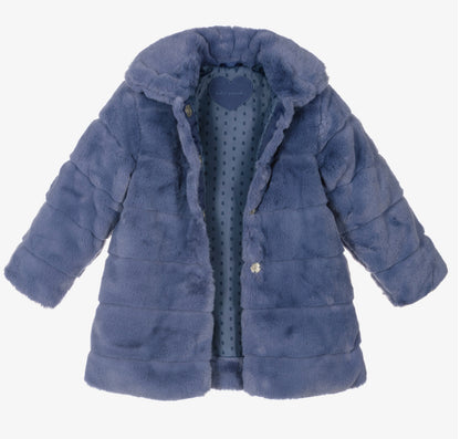 Tutto Piccolo Blue Faux Fur Coat