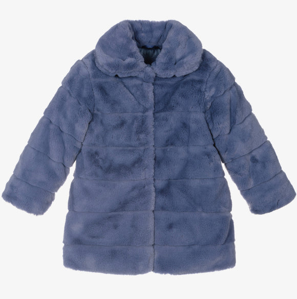 Tutto Piccolo Blue Faux Fur Coat