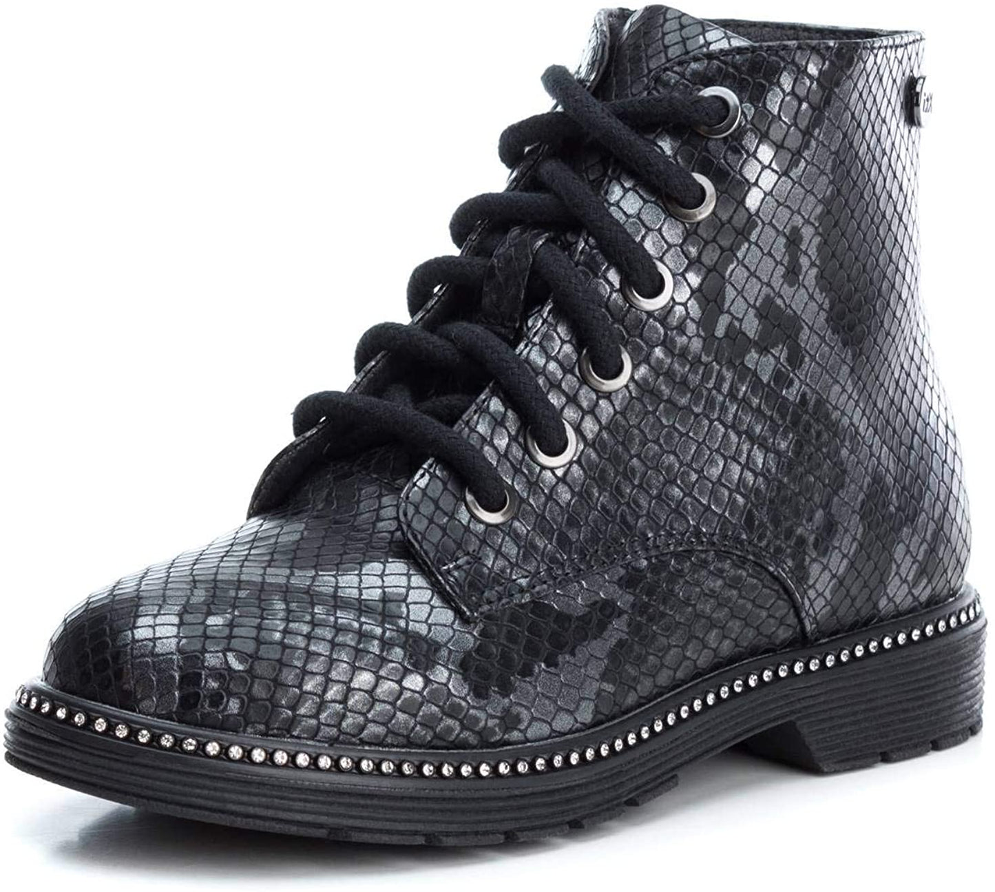 XTI Snakeskin Lace-Up Boot with Diamantés