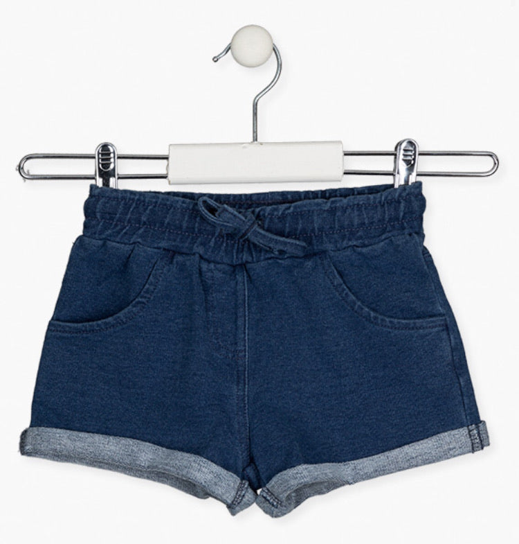 Losan Denim Plush Shorts with Roll-up Hem