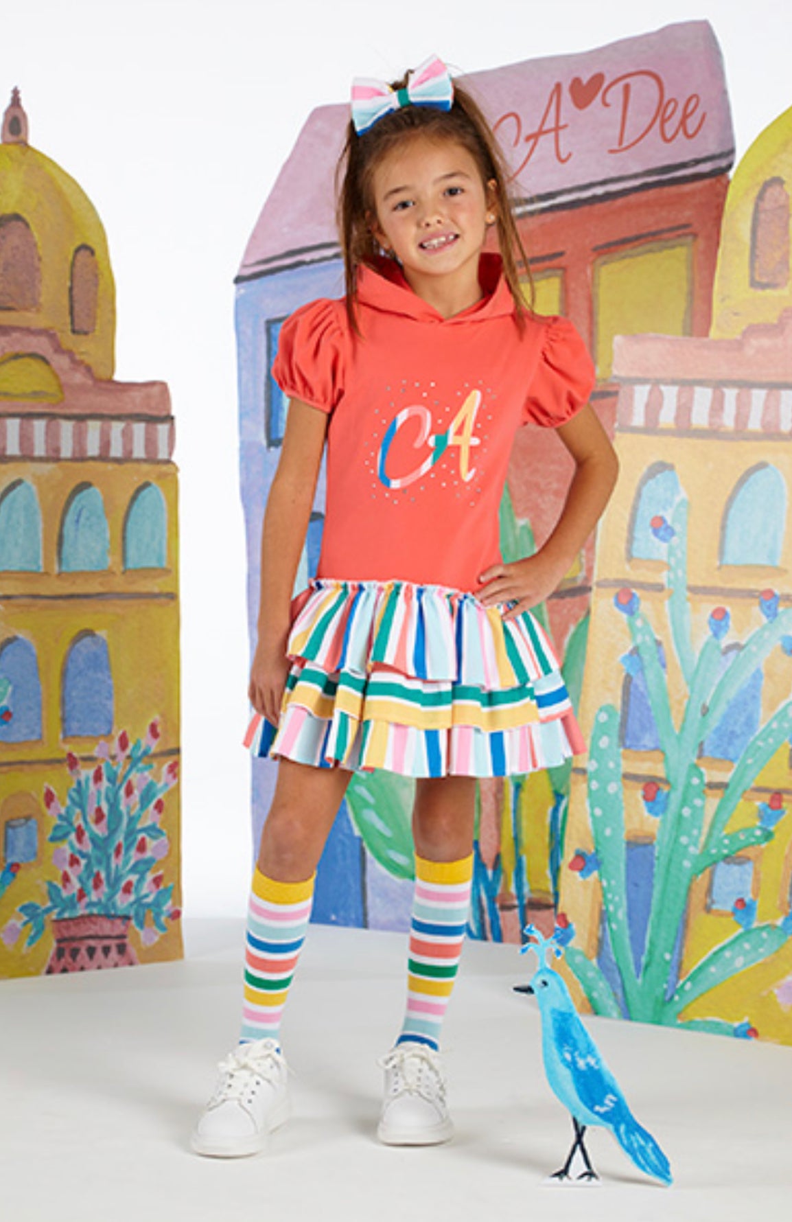 A*Dee | Ursa | Stripe Frill Hoody Dress