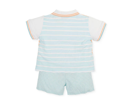 Tutto Piccolo Boys Peach & Green Short Set