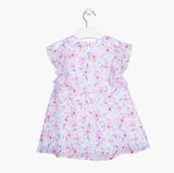 Losan Girl White and Plum Floral Dress